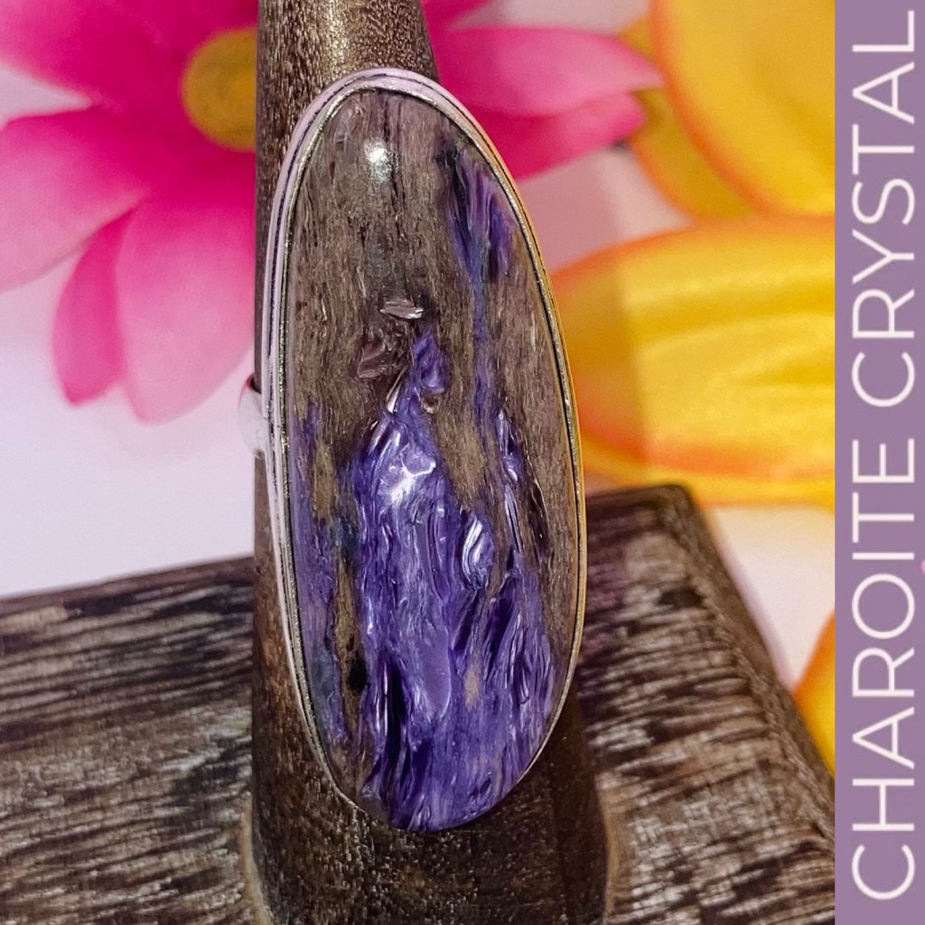 Mystical Charoite Gemstone Chunky Handmade Ring